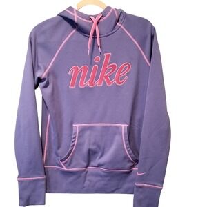Nike Therma Fit Pullover Hoodie Lavender Pink Stitch Logo Size Small Athletic